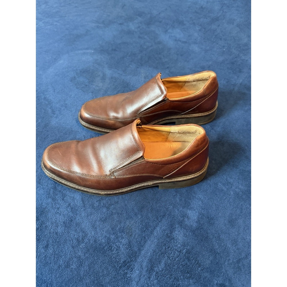 ECCO Holton Apron Toe Slip-On Loafers Brown Leather MENS 43 Shoes Cognac